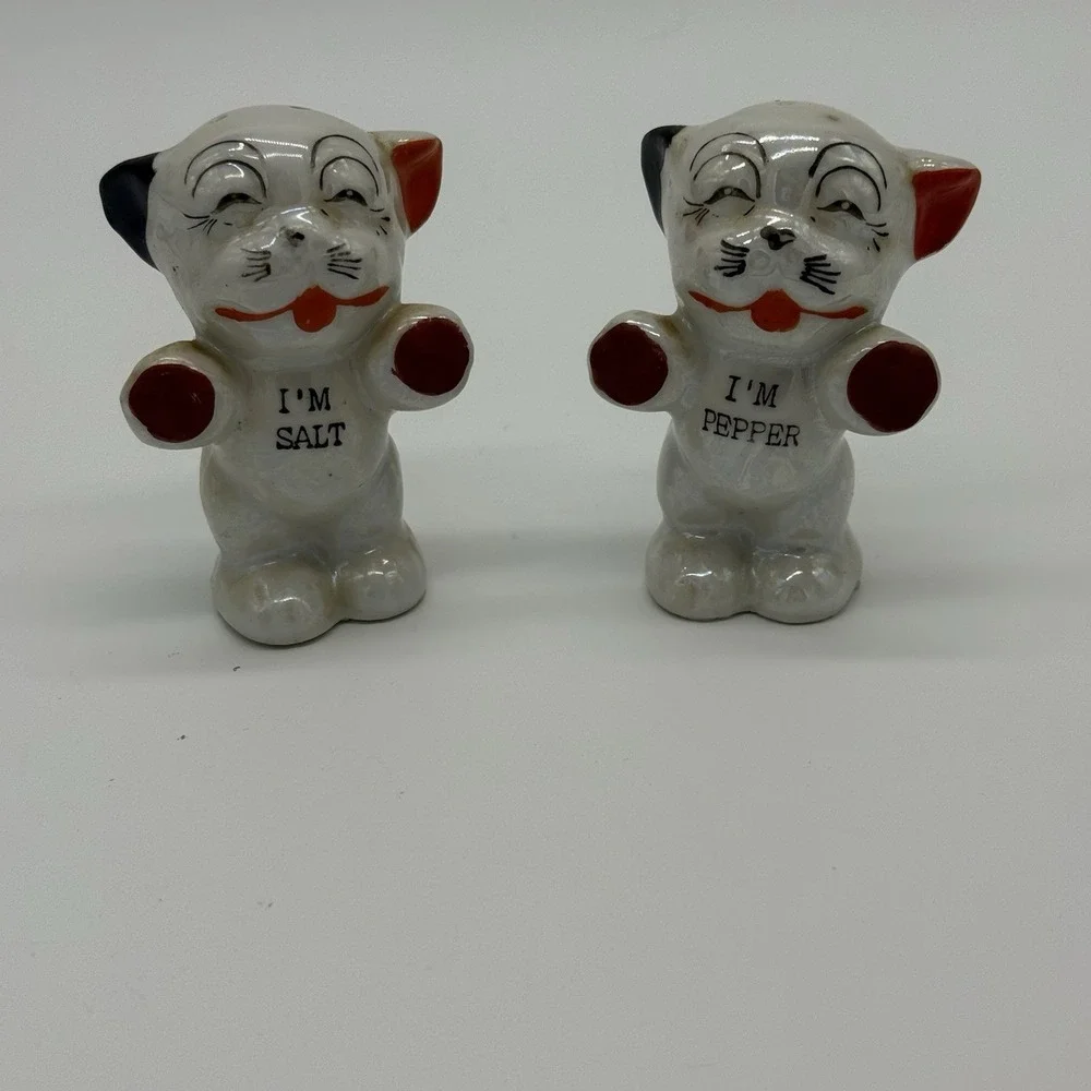 VTG Anthropomorphic Bonzo Dog Salt & Pepper‎ Shakers Marked Japan Retro Kitchen